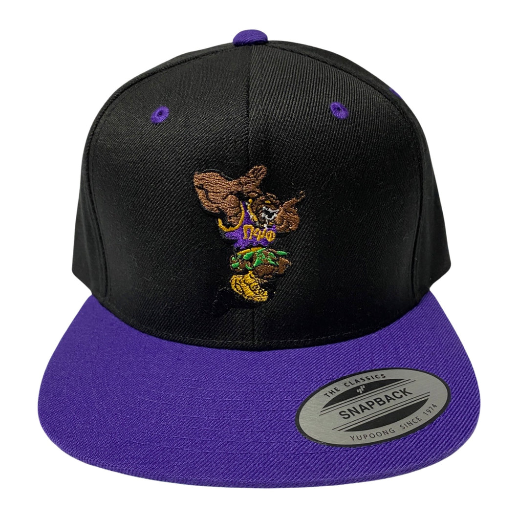 Omega Q Dog Snapback Hat Black w/Purple